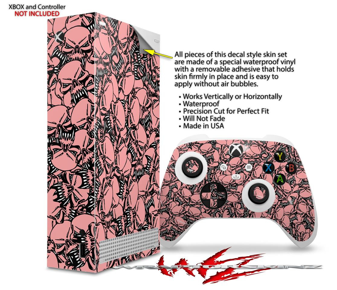 Skin Wrap for XBOX Series S Console Controller Scattered Skulls Pink