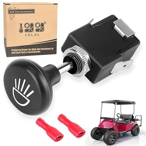 10L0L Universal Golf Cart Headlight Push Pull Switch, 12 Volt On Off Light Butto