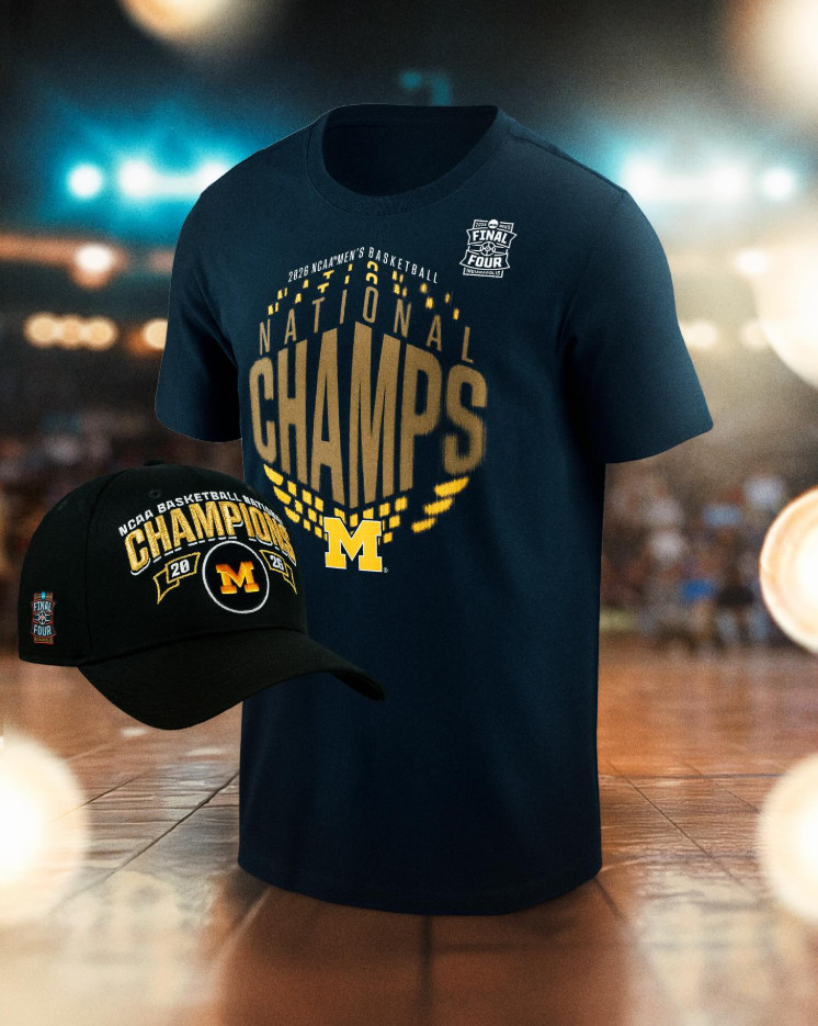 Michigan Wolverines 2026 NCAA Men’s Basketball National Champions T-Shirt & Hat