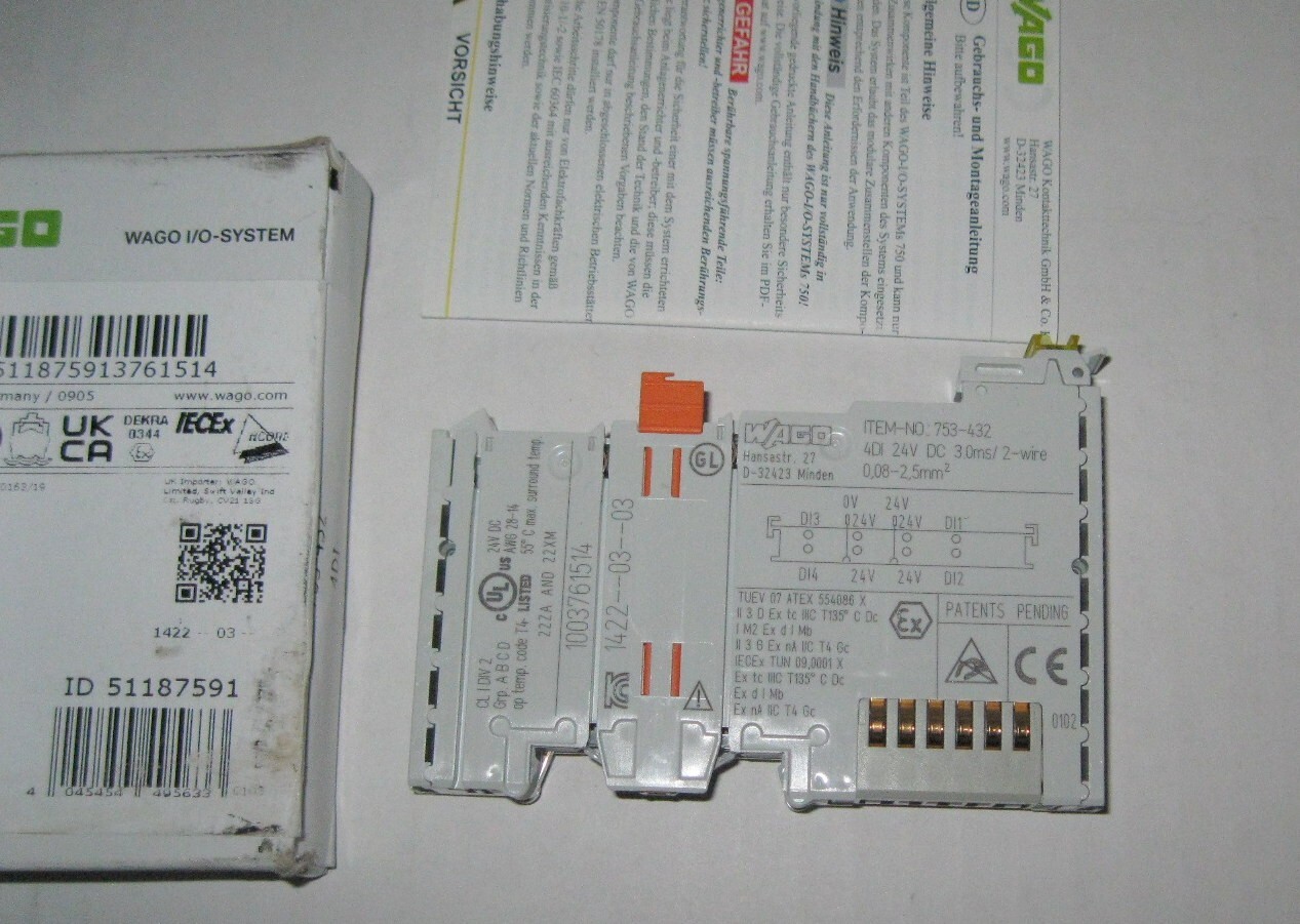 New WAGO 753-432, 4 Channel Digital Input Module