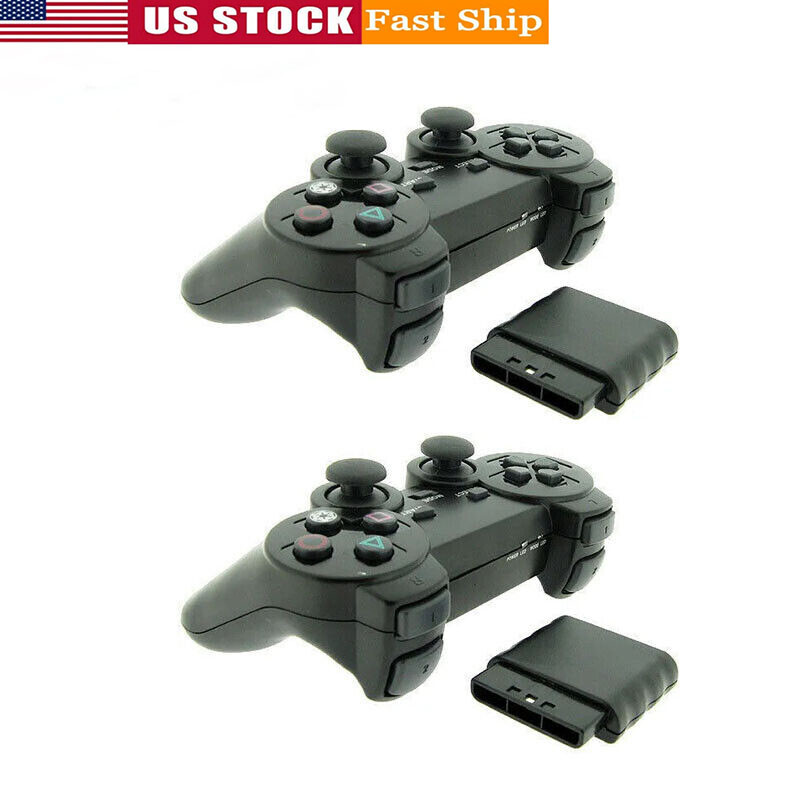 2 Pack For Sony PS2 2.4G Wireless Twin Shock Game Controller Joystick Joypad