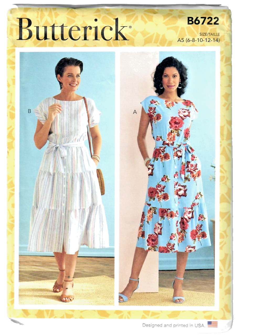 Butterick Sewing Pattern B6722 Misses Dress Loose Fitting Tiered Sizes 6-14