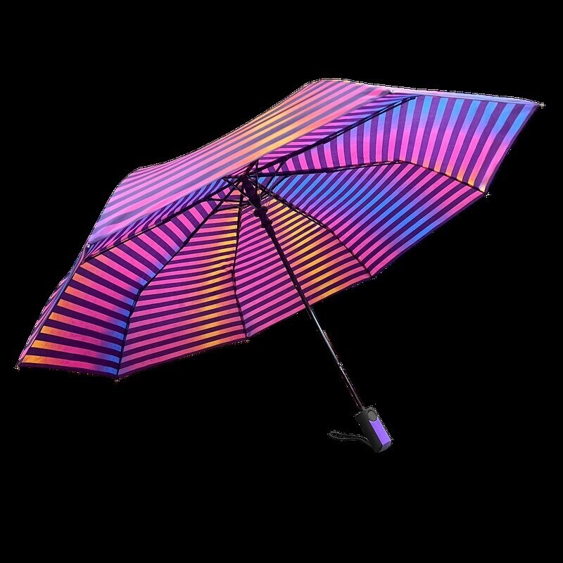 Automatic Oversize Deluxe Umbrella Compact Ergonomic Handle Waterproof Stripe US
