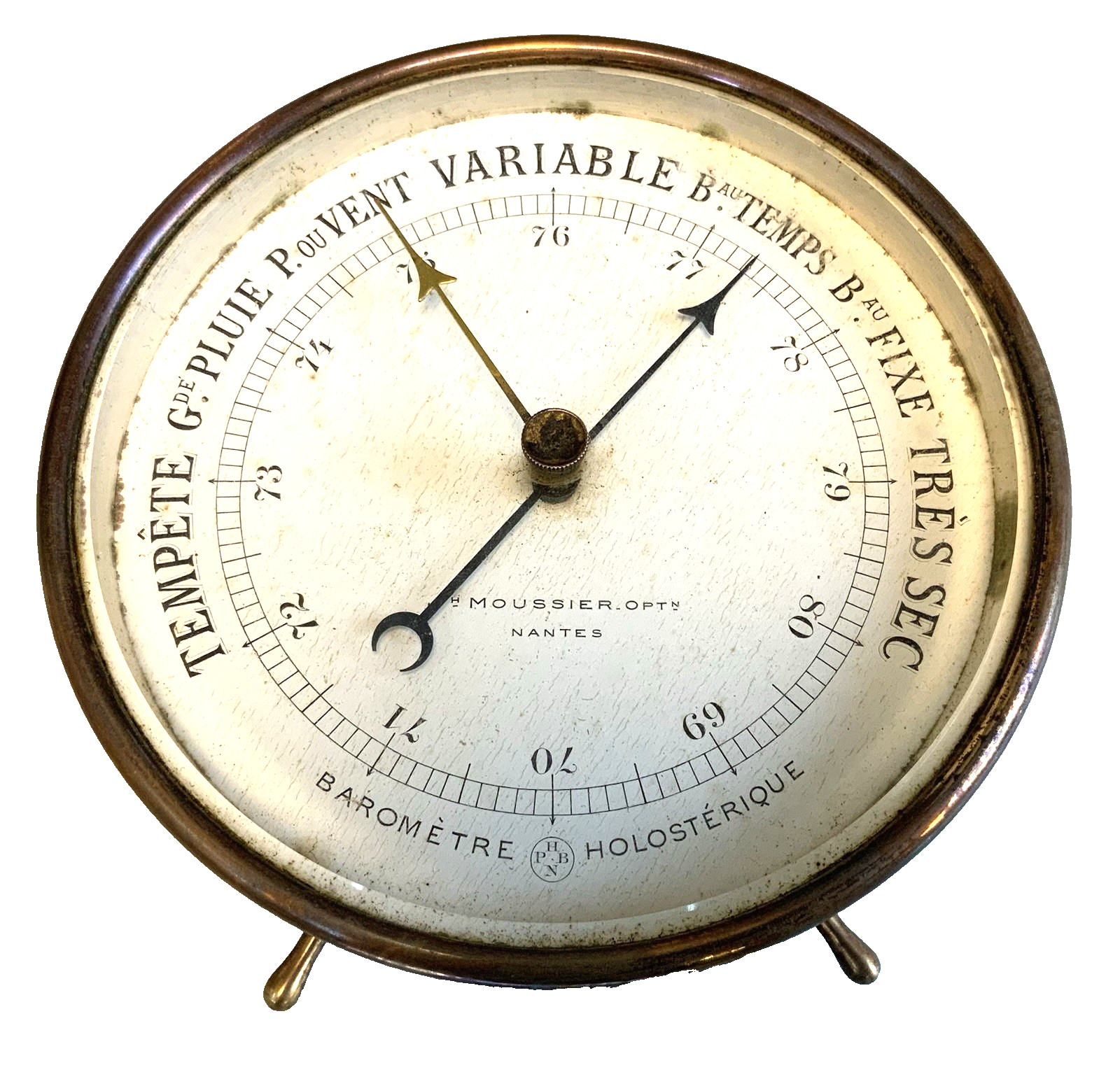 Antique Benchtop Holosteric Barometer 19th Century Brass