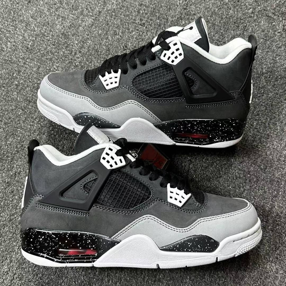 Nike Air Jordan 4 Retro Fear Grey Black Cement Speckle Men Sneakers