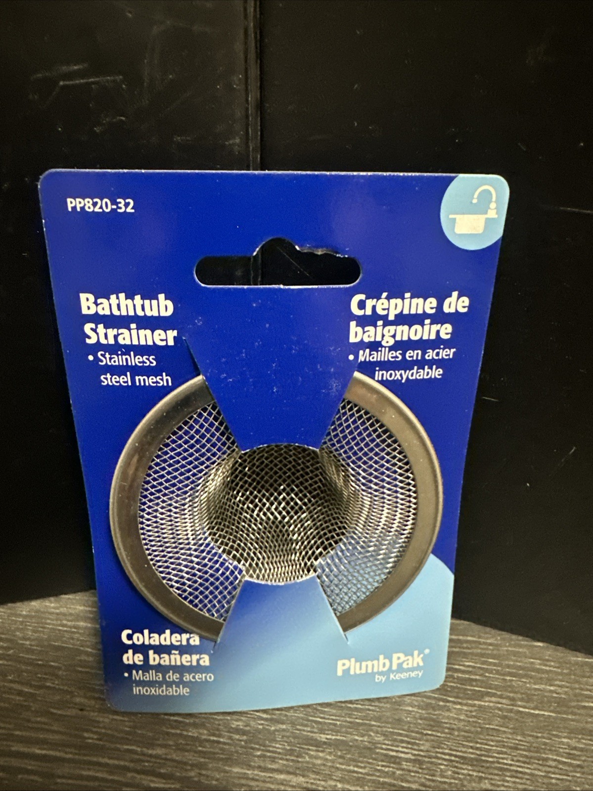 PLUMB PAK PP820-32 BATHTUB STRAINER STAINLESS STEEL MESH NOS