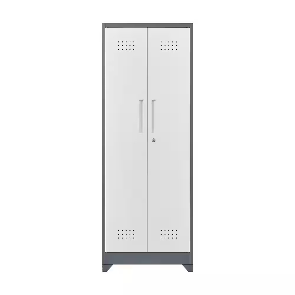 4-Tier 65 In. H Metal Heavy Duty Storage Cabinet Locker in Gray and White with H