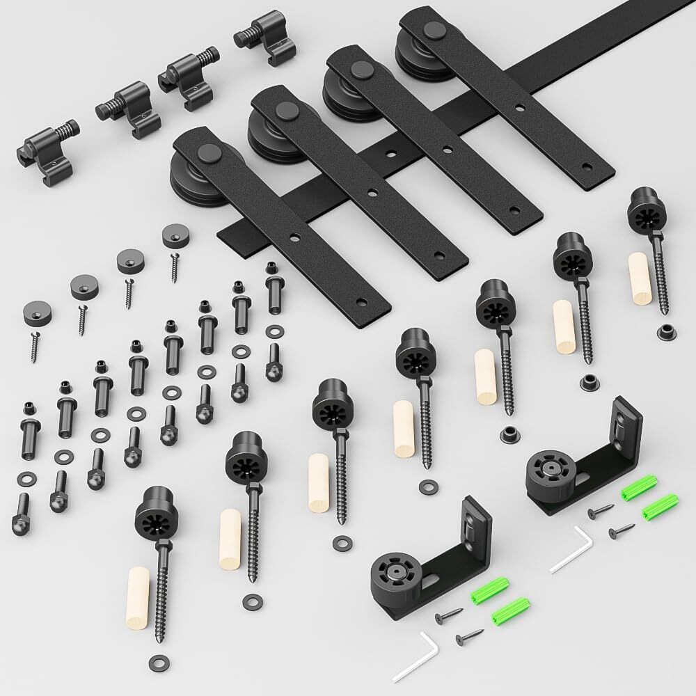 4FT-20FT Modern Sliding Barn Door Hardware Track Kit Single/Double Door,Smoothly