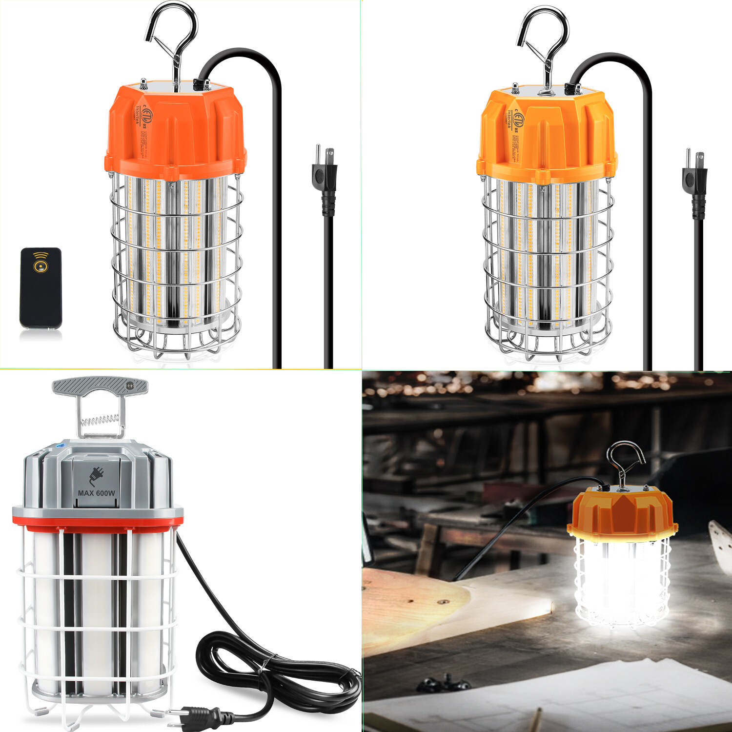 LED Temporary Work Light Construction Jobsite Basement Portable 60W 80W 100W 150