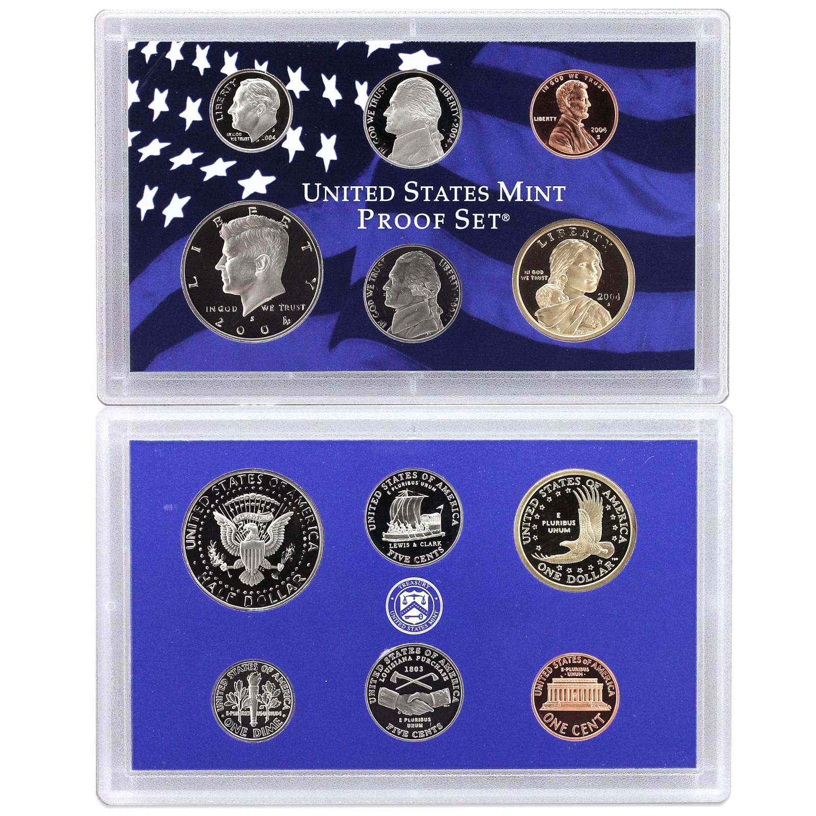 2004 S Partial Proof Set Kennedy Dime Nickel Cent Dollar CN-Clad US Mint 6 Coins