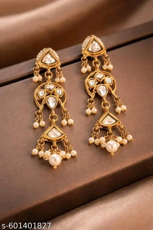 Kundan Jhumka Earrings Jewelry Set Bollywood Indian Gold Plated Style Jewelry