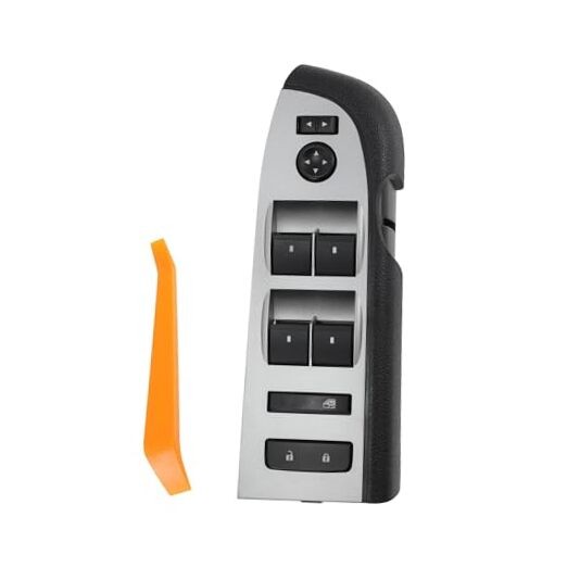 22968506 Front Left Driver Side Door Lock Silver Tone Panel, Black Bezel Cover