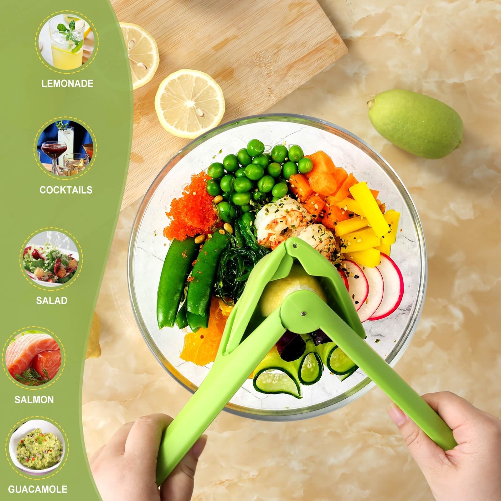 Lemon Squeezer Effortless Manual Flat Lime Juicer Squeezer Hand Citrus Press ...