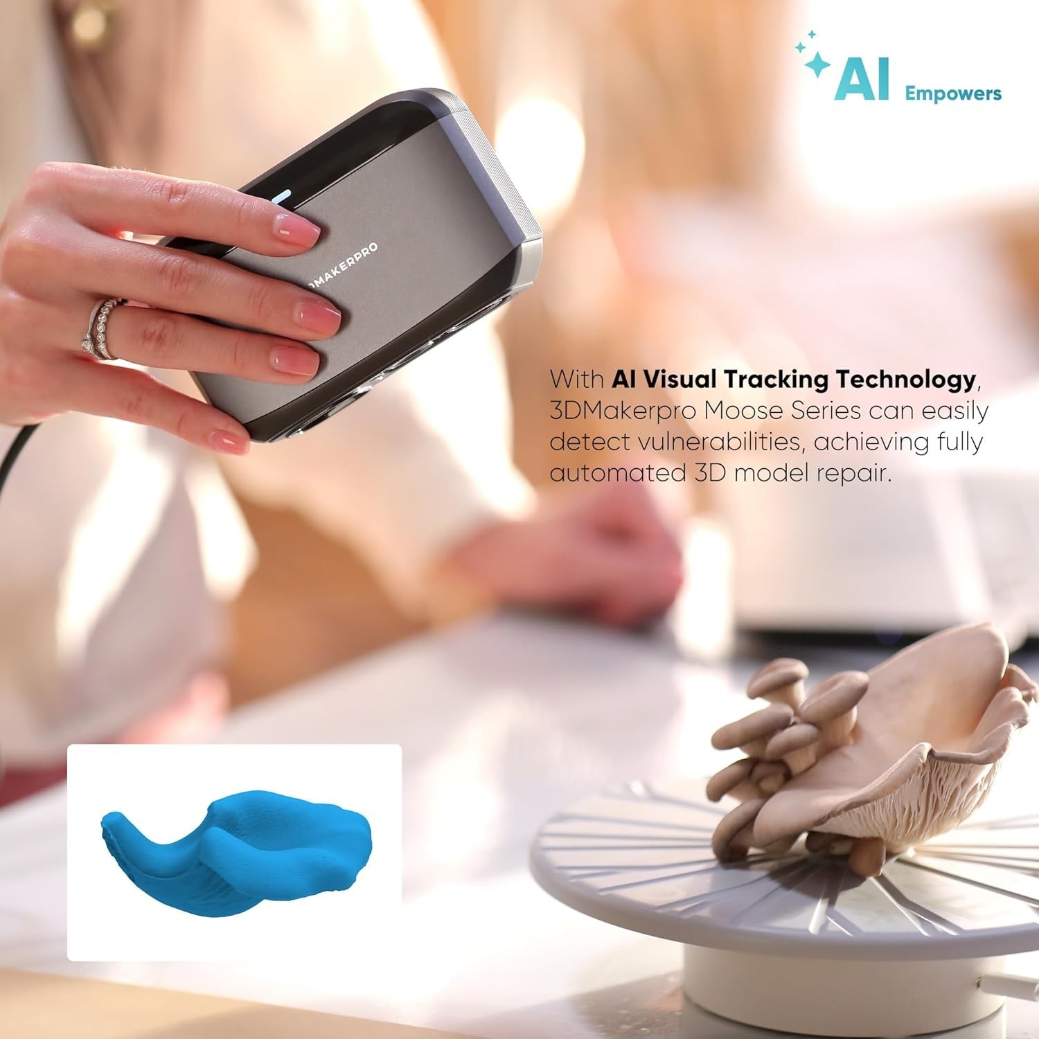 Moose Lite Handheld 3D Scanner - 0.05mm Precision for Effortless 3D Printing