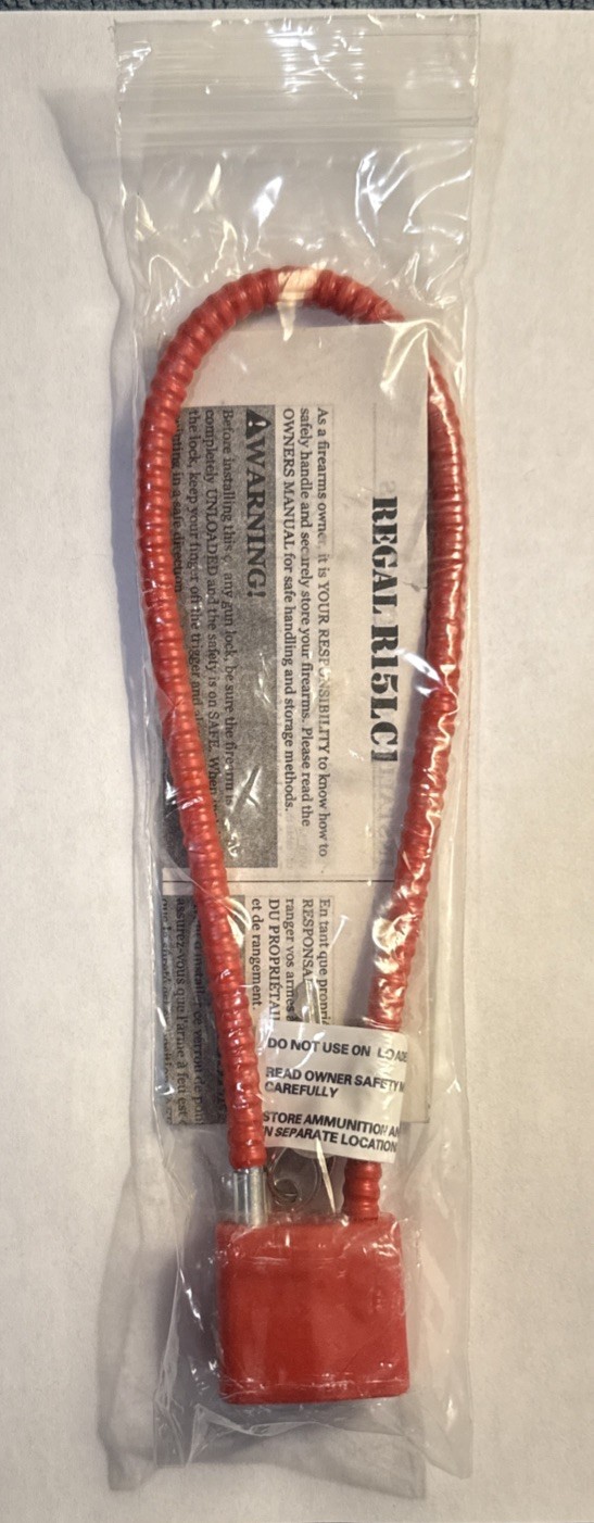 Regal R15LC1 Gun Safety Cable Lock With Keys Red New