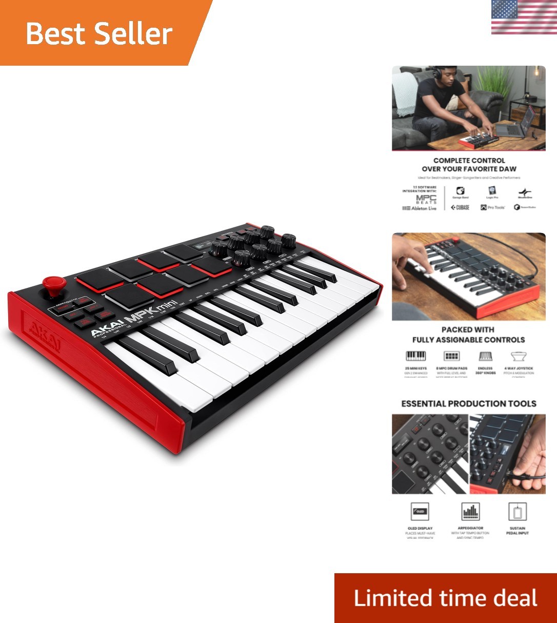 Ultimate Portable MPK Mini MK3: 25-Key MIDI Controller with Sound Library
