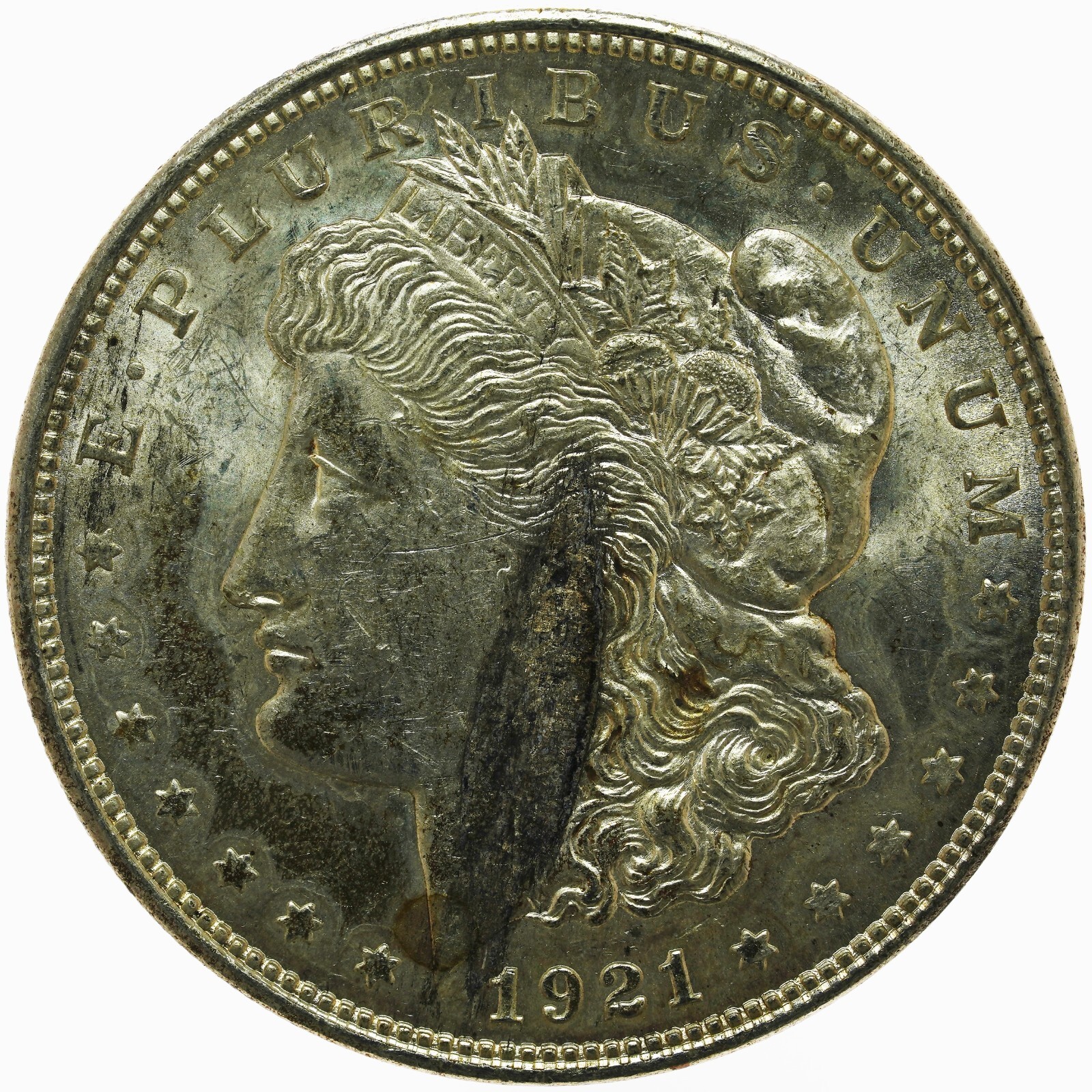 1921 (P) Strikethrough Morgan Dollar
