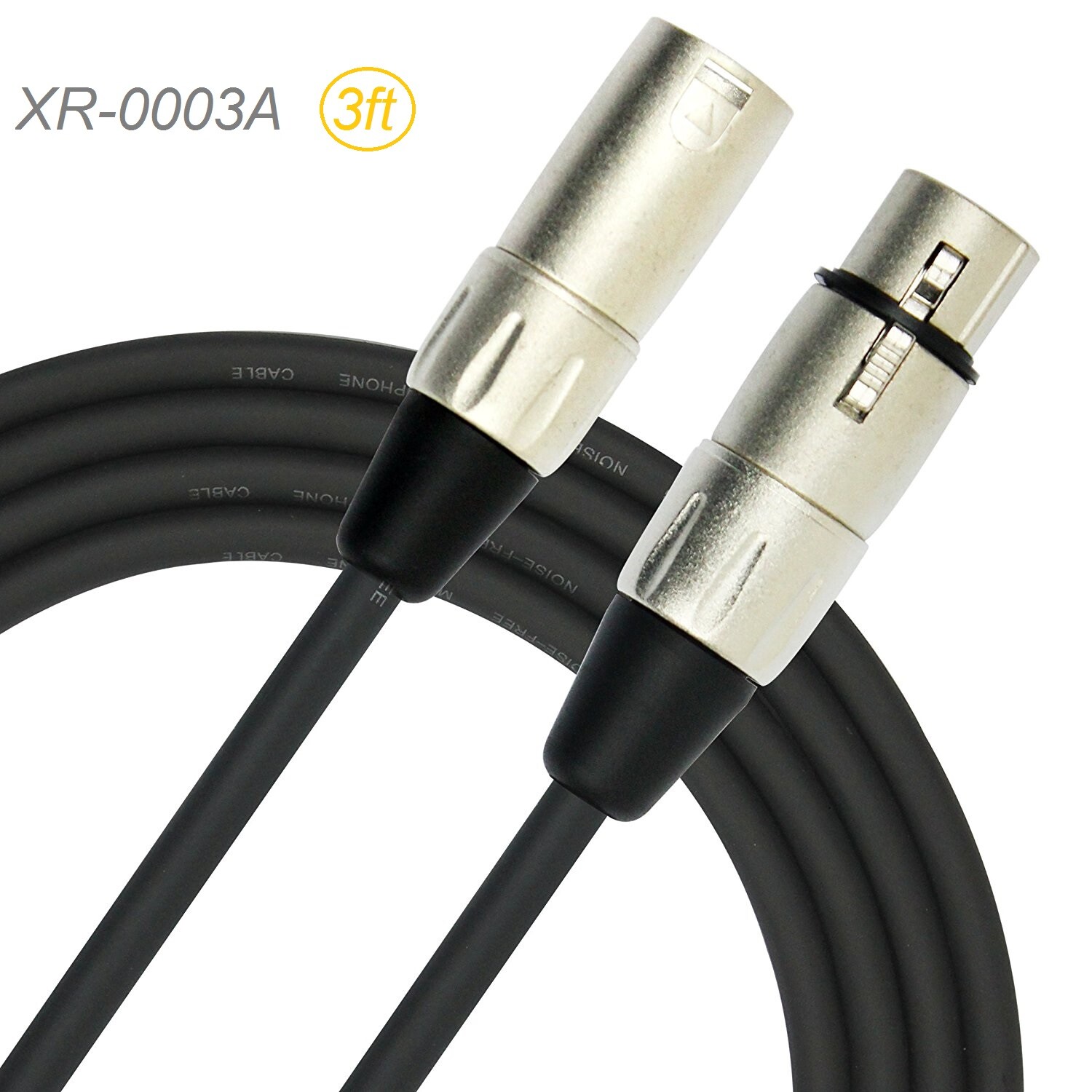 3ft Kirlin XLR 3-Pin Male to Female 20AWG/2C OFC Microphone Cable, XR-0003A