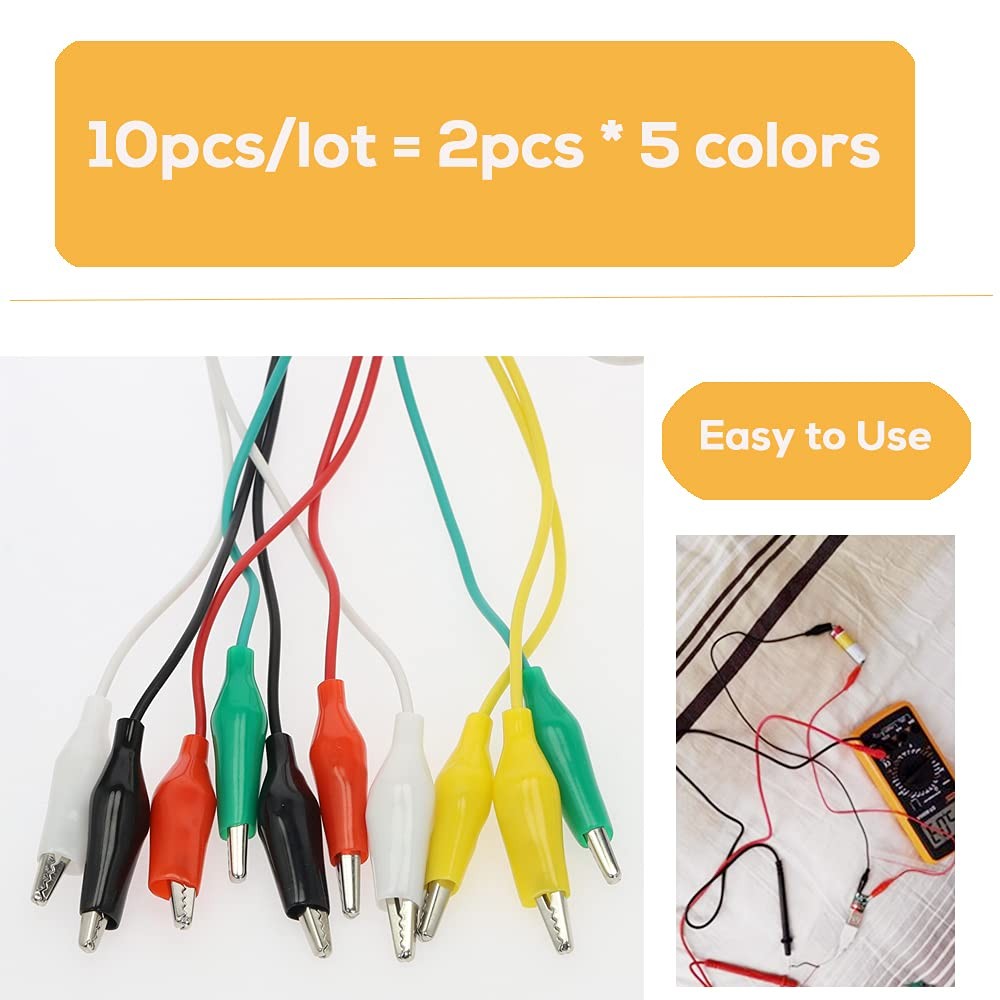10 Pcs Electrical Alligator Clips with Wires Testing Probe Leads for Circuit