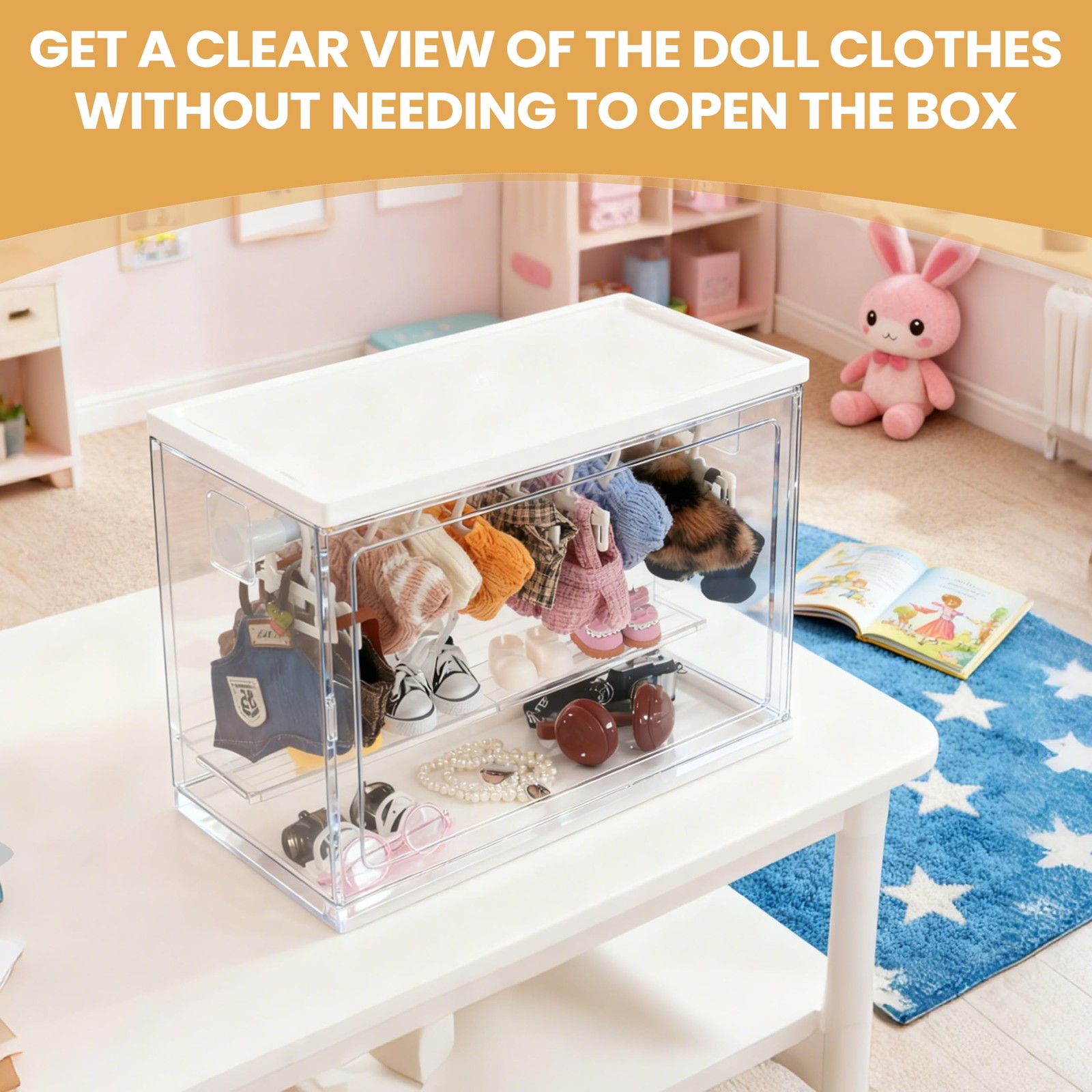 Clear Display Case Compatible with Labubu 15/17cm Doll Clothes & Transparent