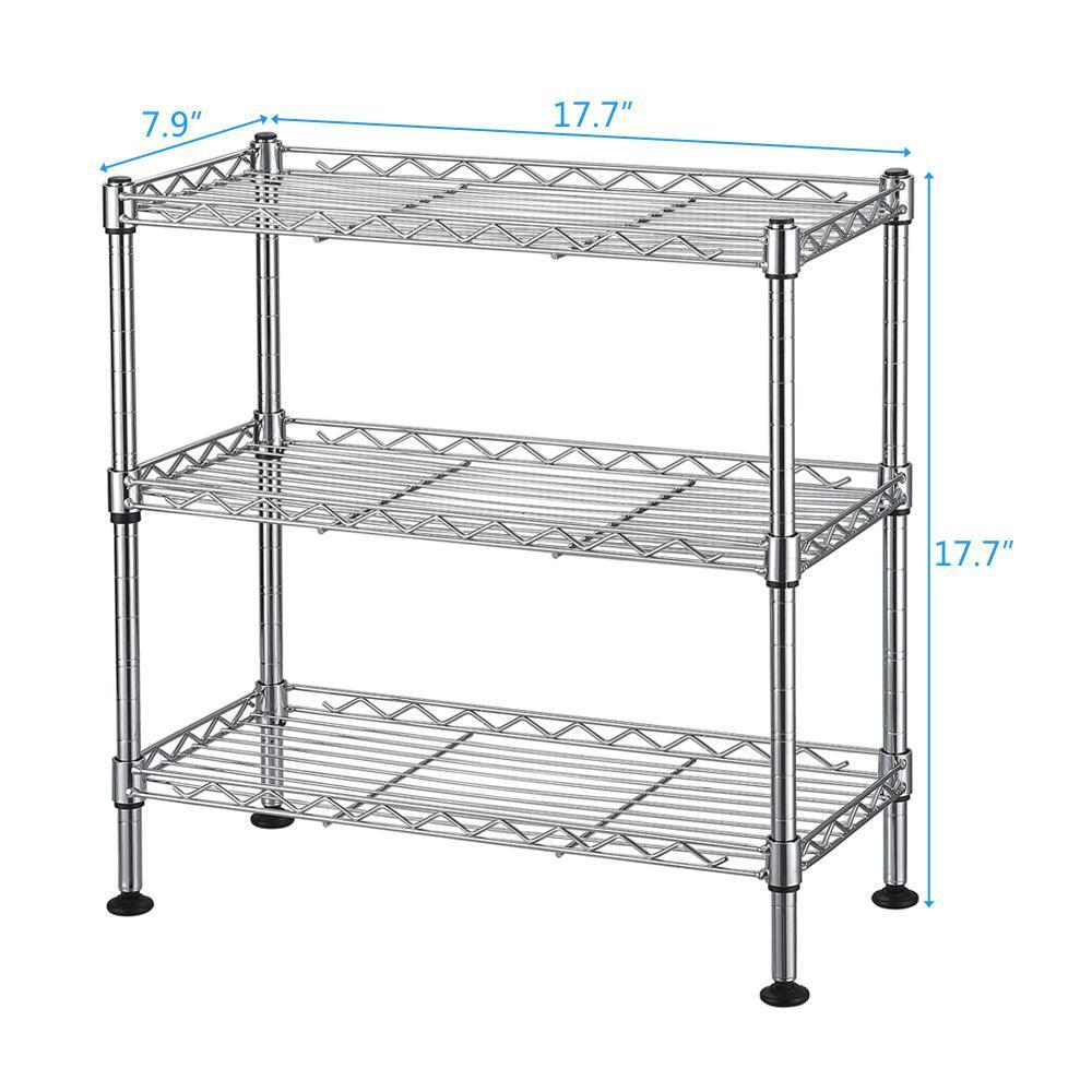 18"x8"x18" 3 Shelf Adjustable Storage Unit Wire Shelving Organizer Wire Rack