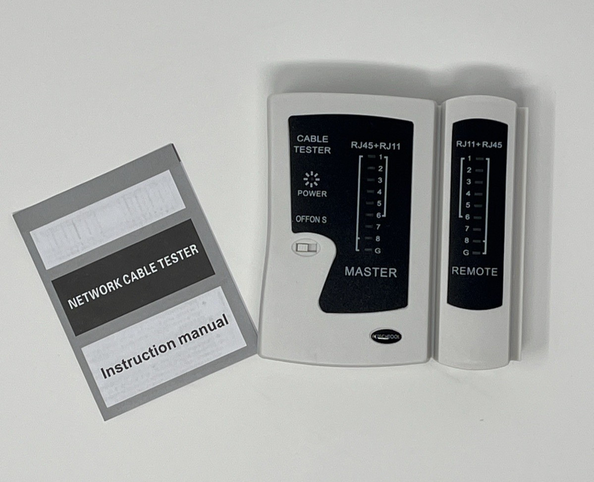 Network Ethernet Cable Tester for LAN RJ45 RJ11 White Petechtool Not Tested