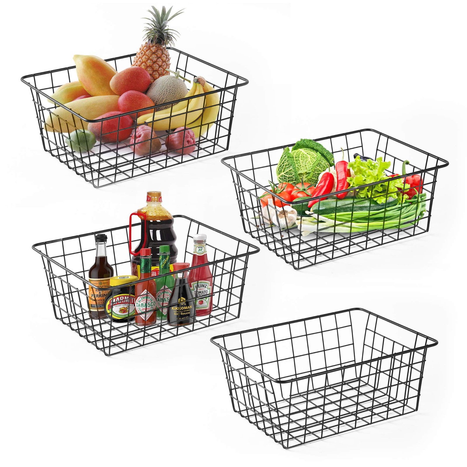 Wire Baskets For Organizing Household 4 Pack Pantry Baskets For Storage Pantry W