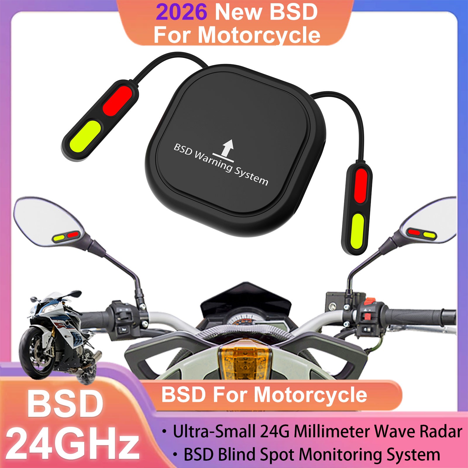 Motorcycle BSD Rear Collision Warning BSD Blind Spot Detection 24GHz Radar IP67