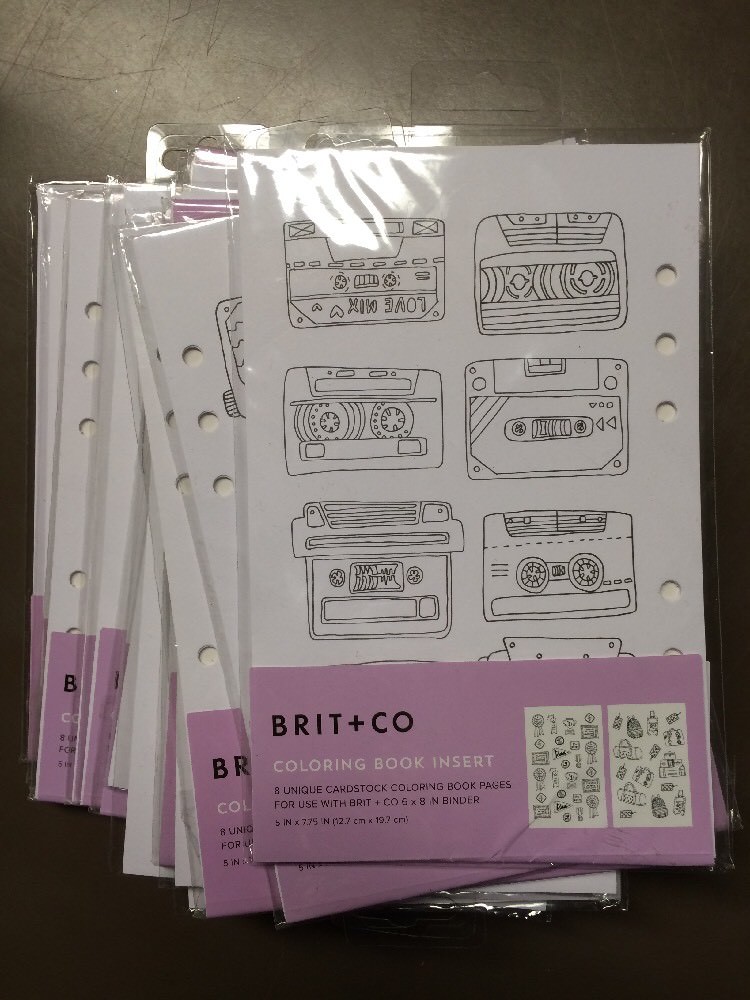 Brit & Co Binder Coloring Book Inserts 5” X 7.75” Lot Of 10 Inserts New