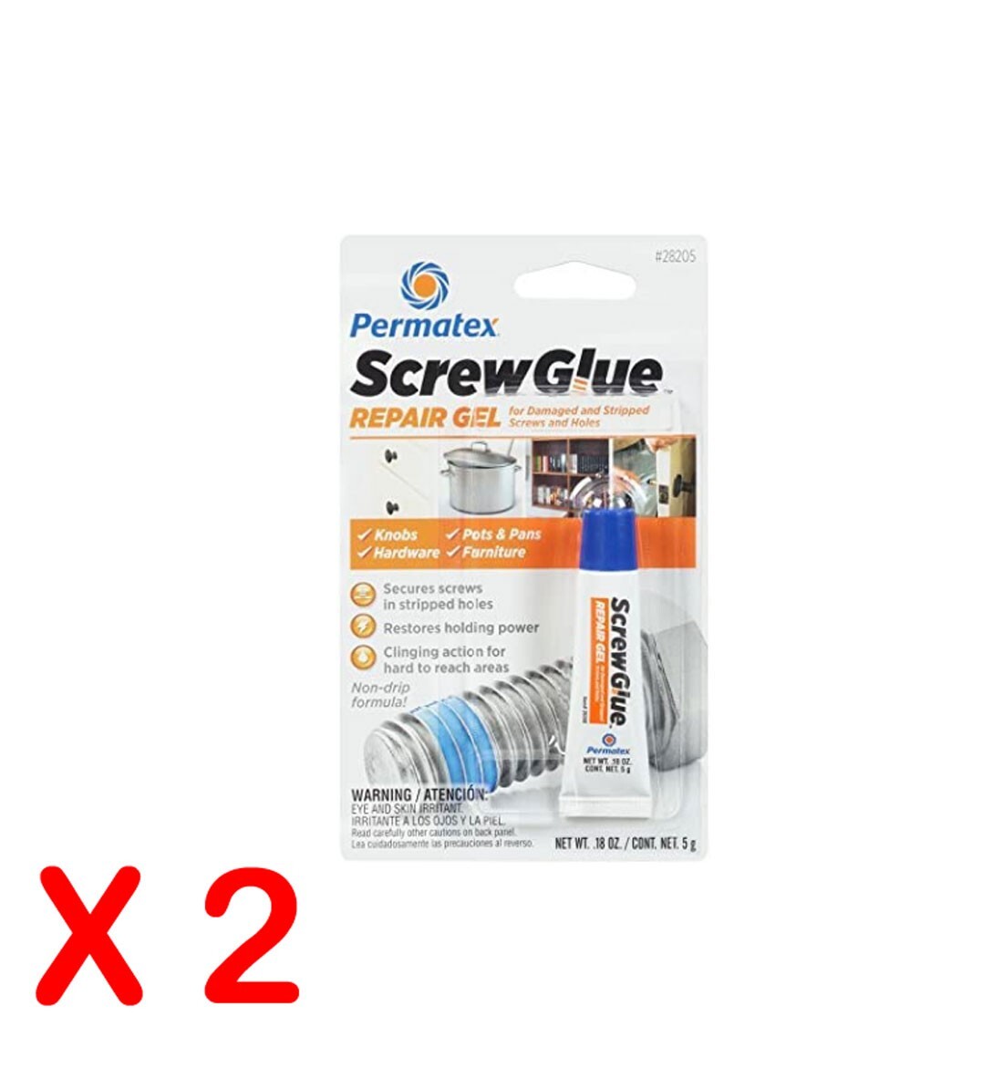 2 New Permatex 28205 Screw Glue Repair Gel, 0.18 fl. oz each Free US Shipping