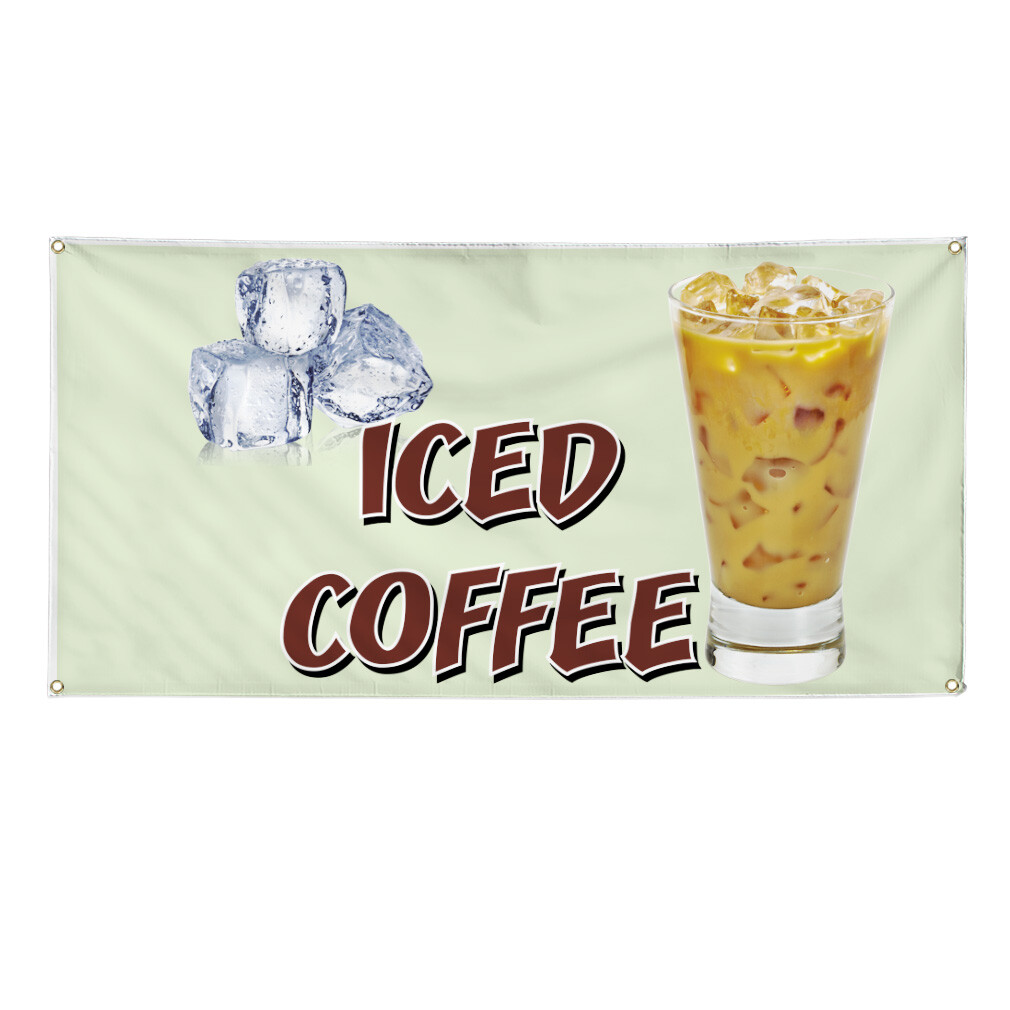 Vinyl Banner Multiple Sizes Iced Coffee Restaurant Cafe Bar D Restaurant & Food
