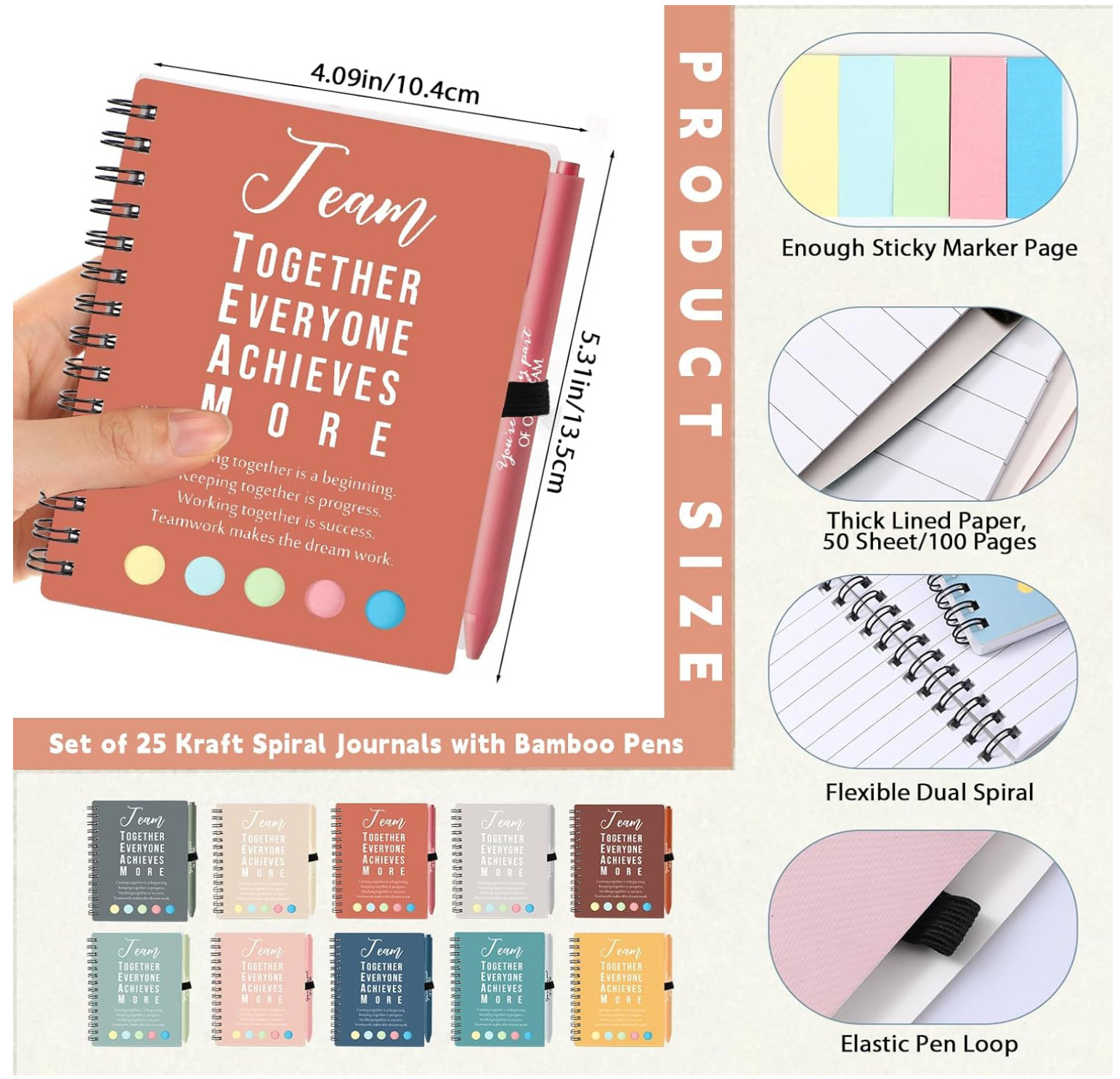 25 Sets Appreciation Gift Bulk for Employee Coworker Motivational Notebooks
