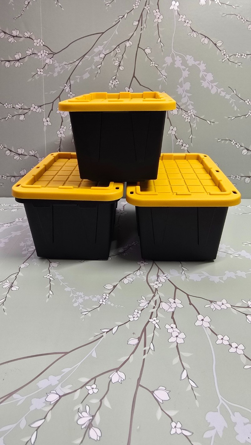 Lowe’s Teeny Tote Black & Yellow Mini Plastic Storage Totes New w/Tag 3 Pack