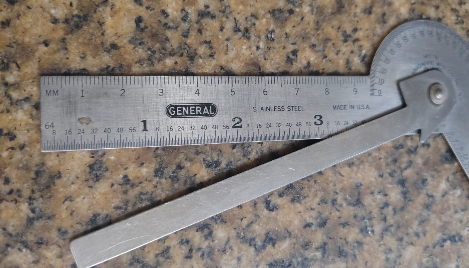 🗽GENERAL No. 16 RULE GAGE PROTRACTOR DRILL POINT CENTER EXCELLENT CONDITION