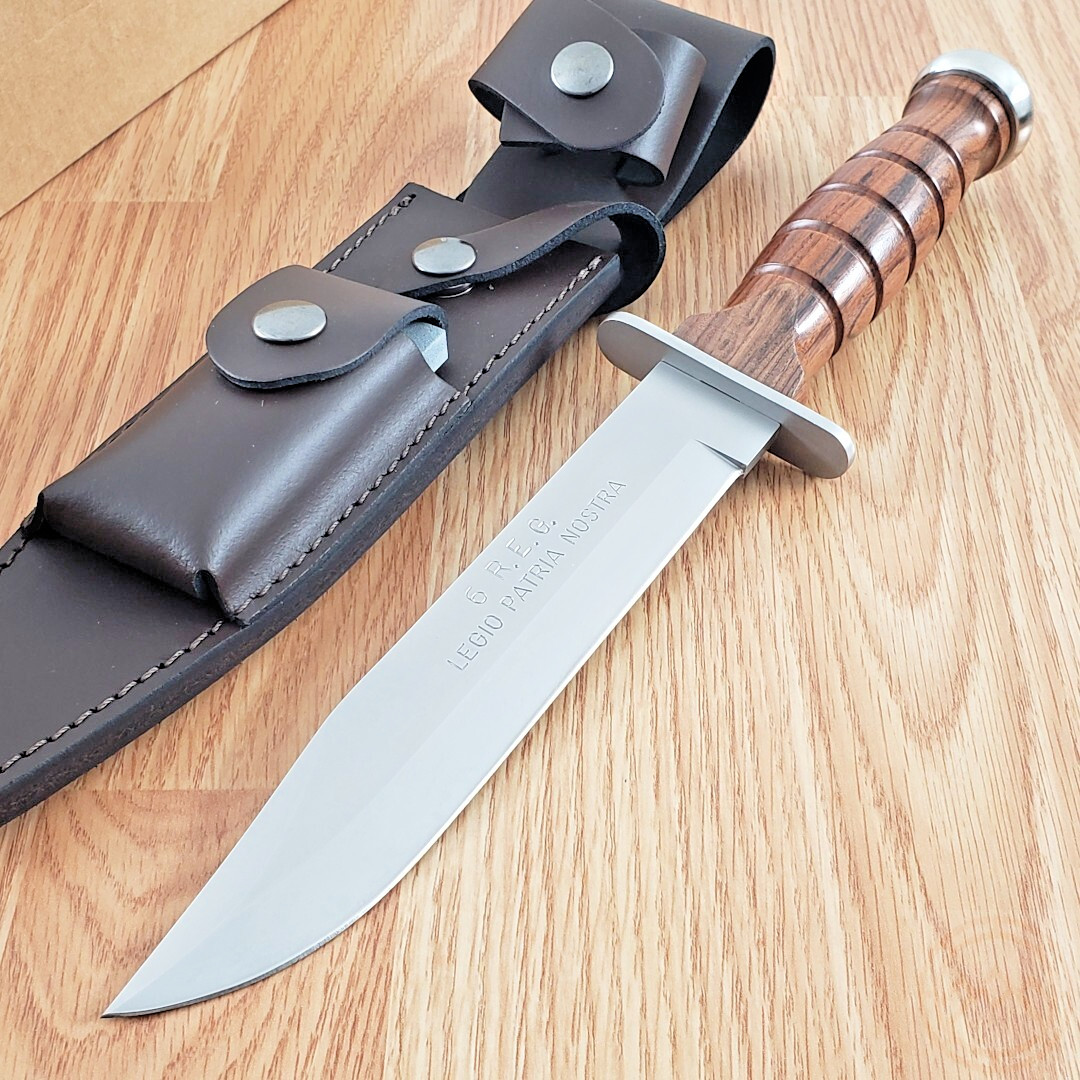 Maserin French Foreign Legion Fixed Knife 7" 440 Steel Blade Brown Wood Handle