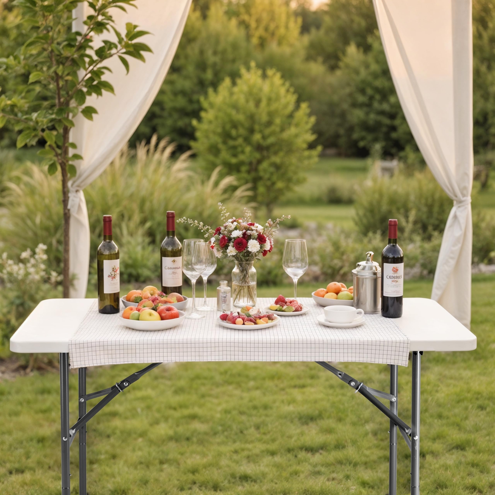 4ft Folding Table Portable with Handle for Camping Picnic Party Indoor & Outdoor