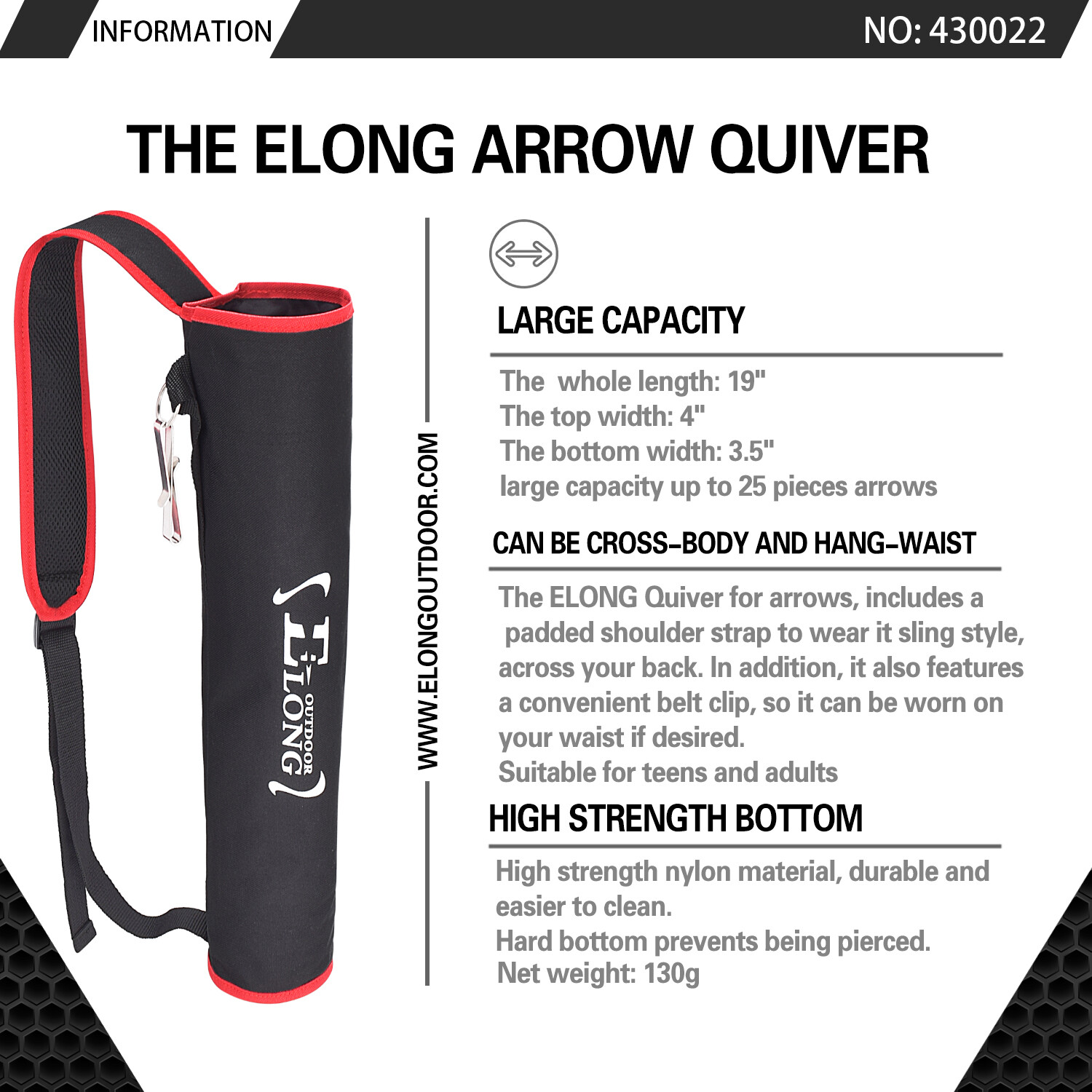 New Adjustable Quivers Arrows Holder Bag for Bow Target Practicing - 1X Red