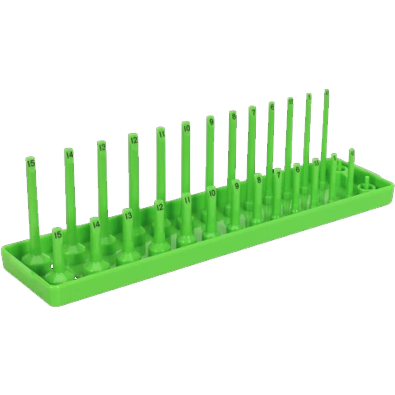 Sealey Socket Holder 1/4"Sq Drive 4-15mm/28 Hi-Vis Green for Professional Use