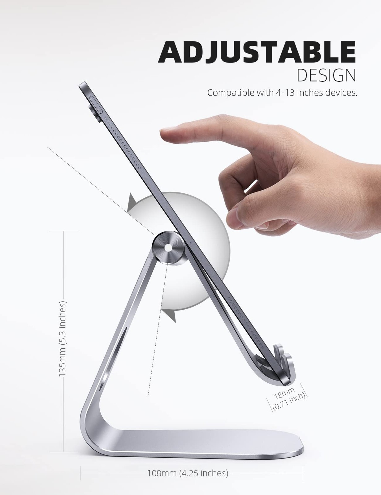 Lamicall Tablet Stand, Adjustable Tablet Holder - Desktop Stand Dock Holder for