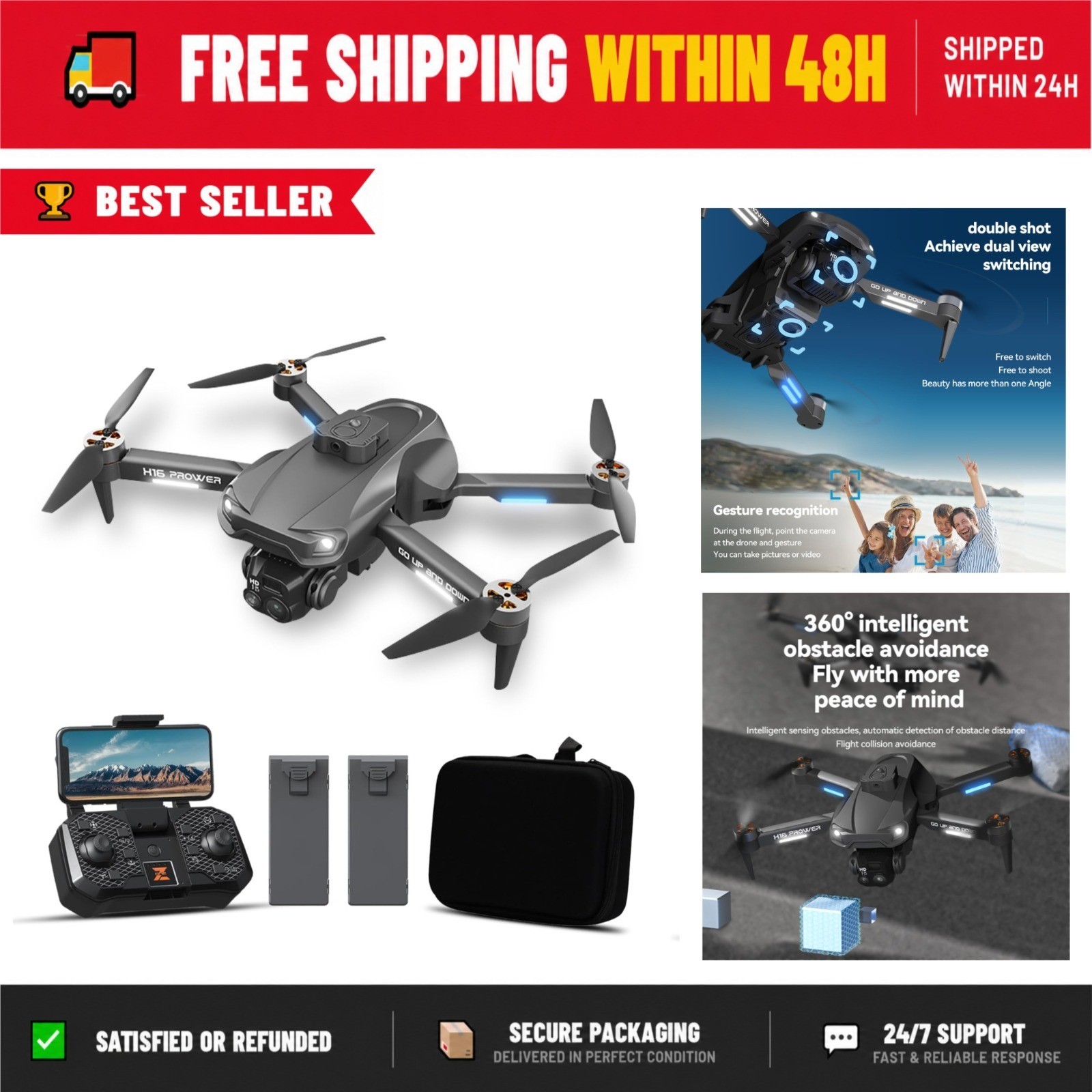 4K Foldable Drone with Obstacle Avoidance | TODAMU H16 Prowler
