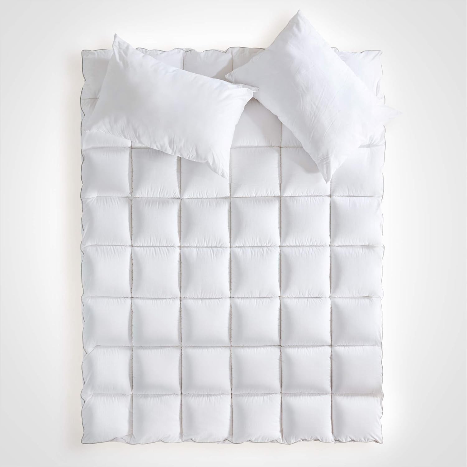 SLEEP ZONE King Cotton Mattress Topper, King, Gusseted Top - White
