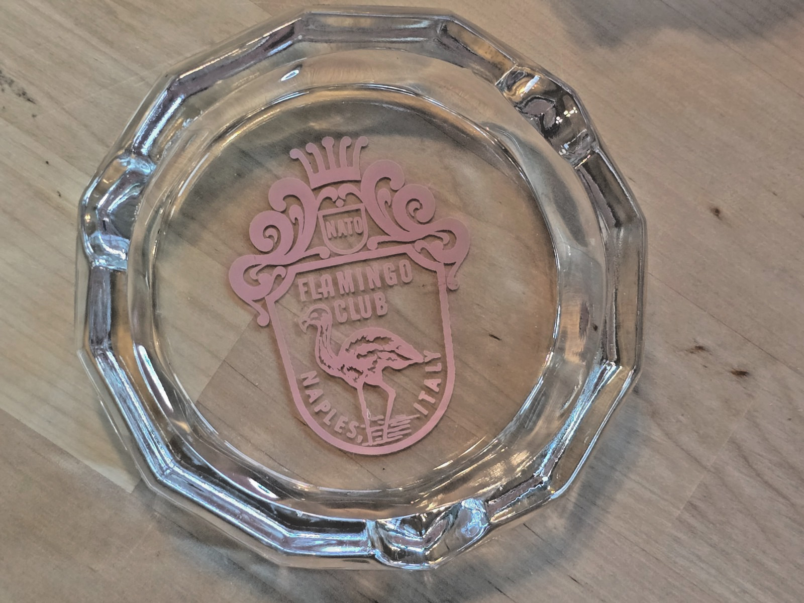 EXTREMELY RARE FLAMINGO CLUB NAPLES ITALY 50-60'S HEXAGONAL  ASHTRAY