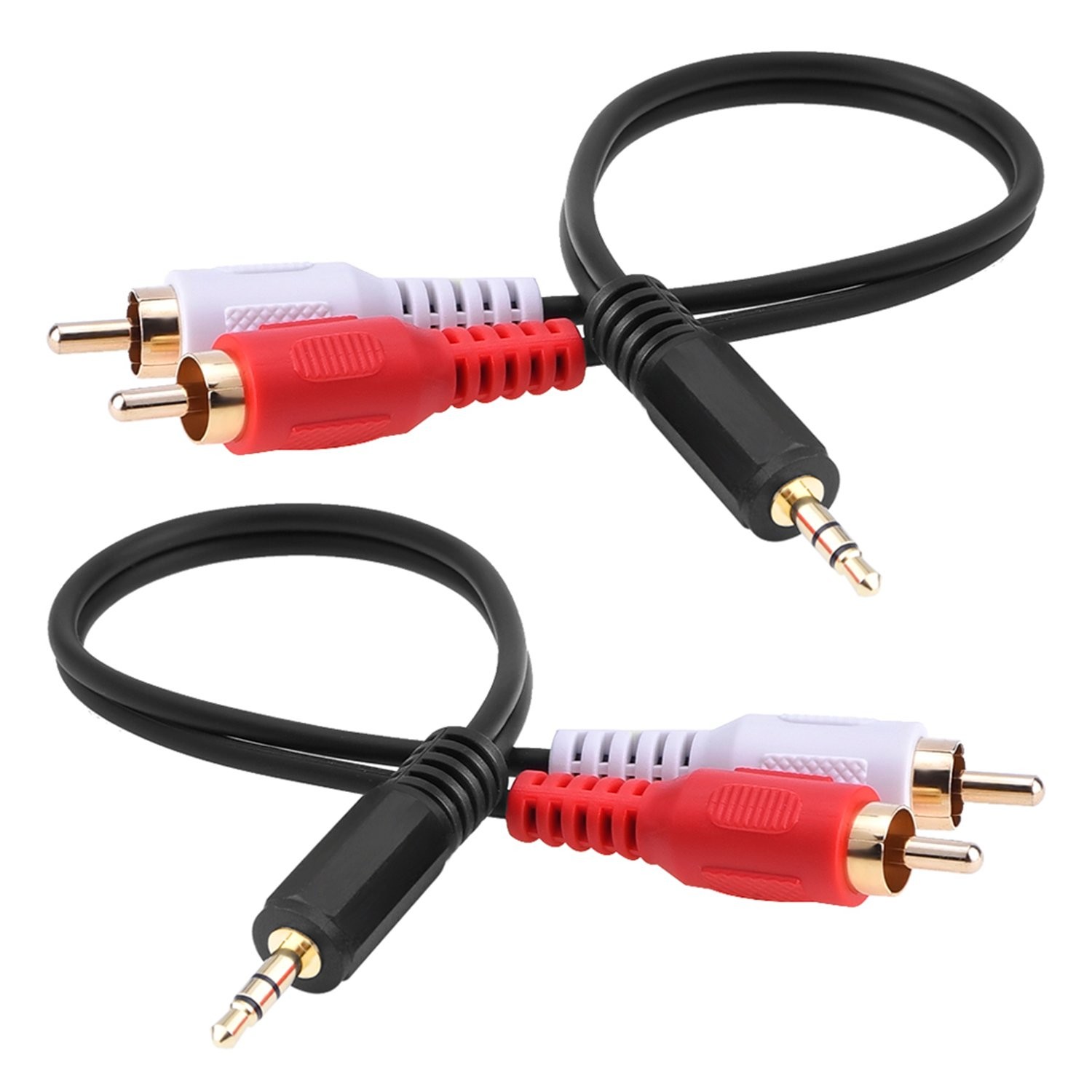 EBOOT 2 Pack 3.5mm Aux Cable 6 Inch Male Stereo Audio Cord Y 6 inches, Golden