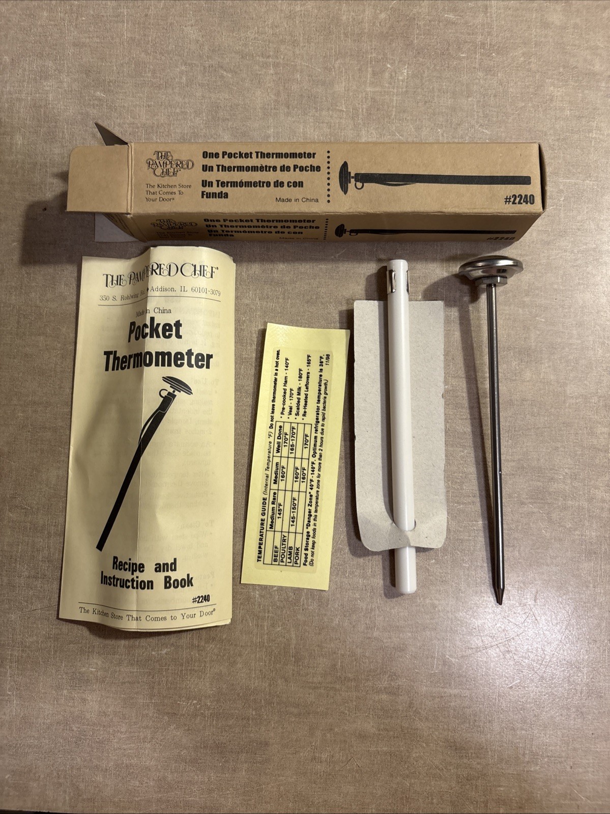Pampered Chef #2240 Pocket Thermometer Open Box New Wear To Box