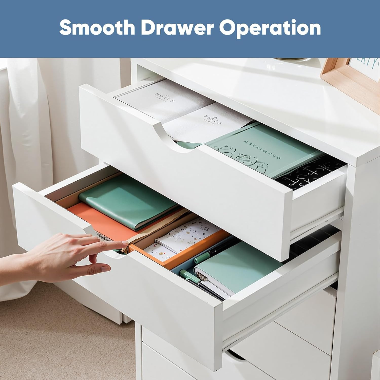7 Drawer Mobile File Cabinet under Desk Storage Organization with Wheels Vertica