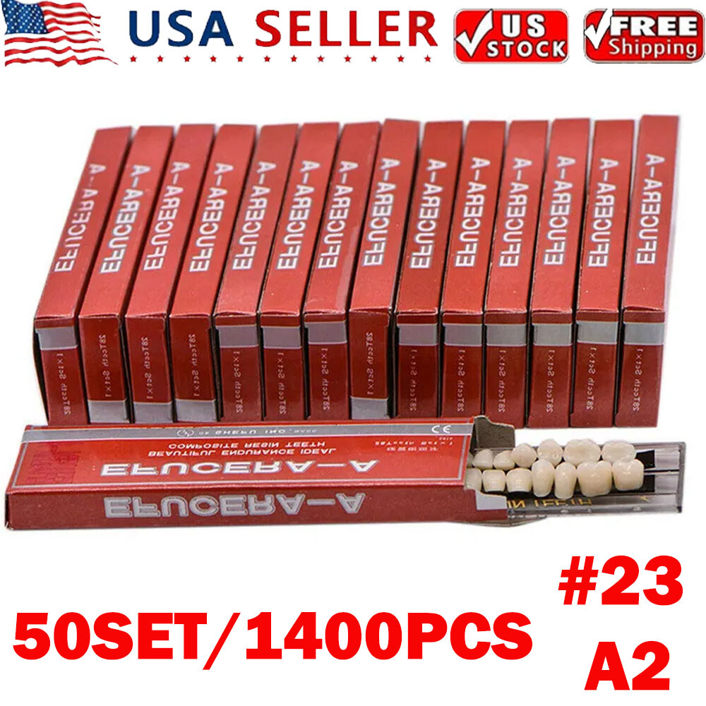 50Sets Denture 23# Shade A2 Acrylic Resin Full Set Teeth Upper Lower Dental NEW