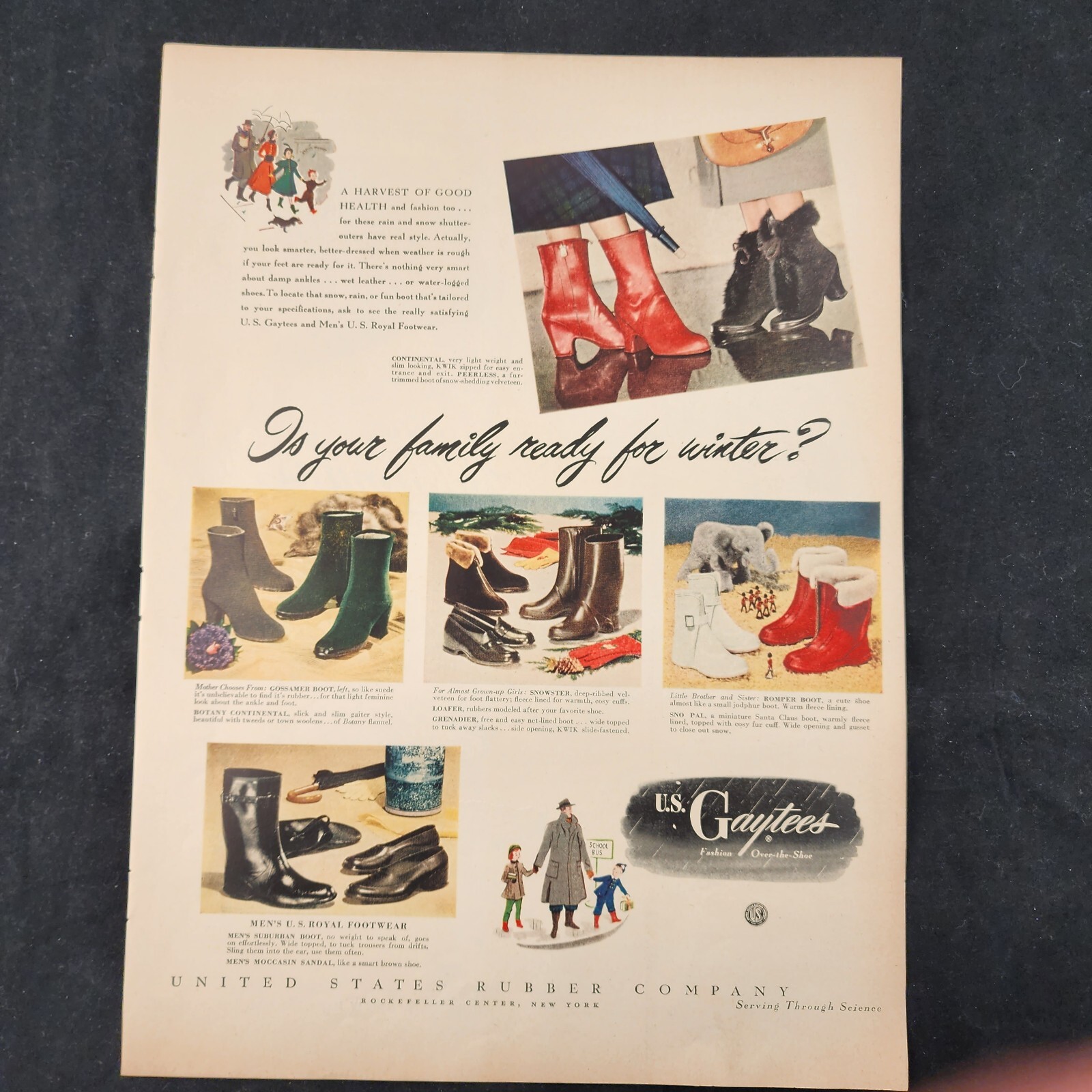 U S Gaytees Over the Shoe Rubber Boots Shoes Women Family 1948 Vintage Print Ad