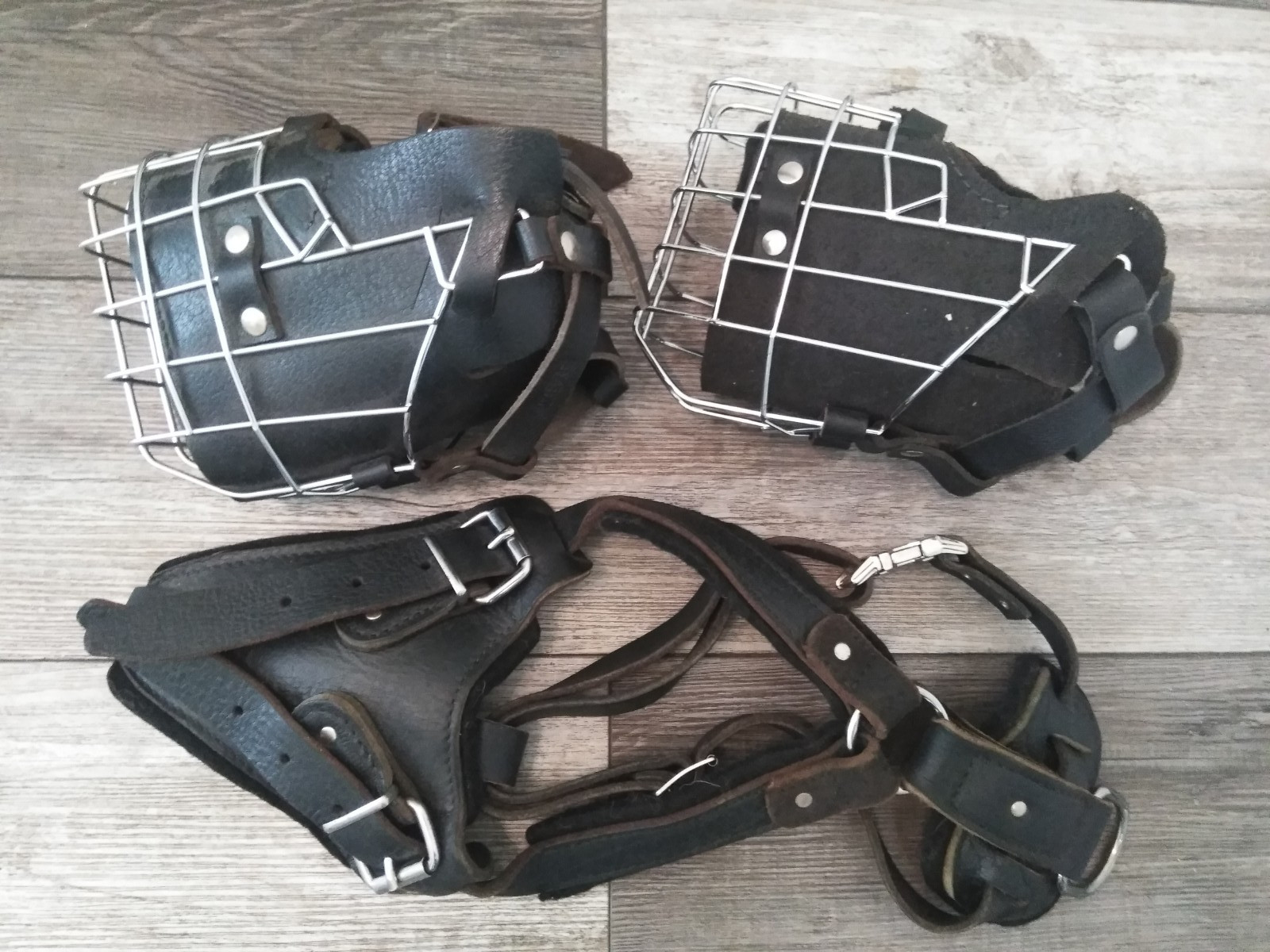 Dog MALINOIS padded Muzzle Leather Metal Wire Basket Adjust w/ leather harness