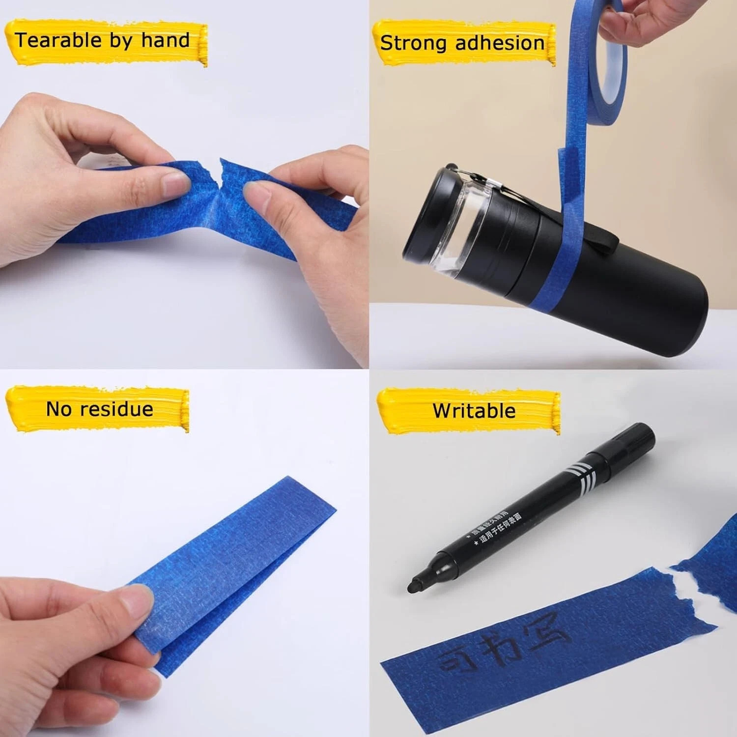 Automotive Masking Tape Blue Refinish Masking Tape Auto Body Paint Tape 4 Rolls