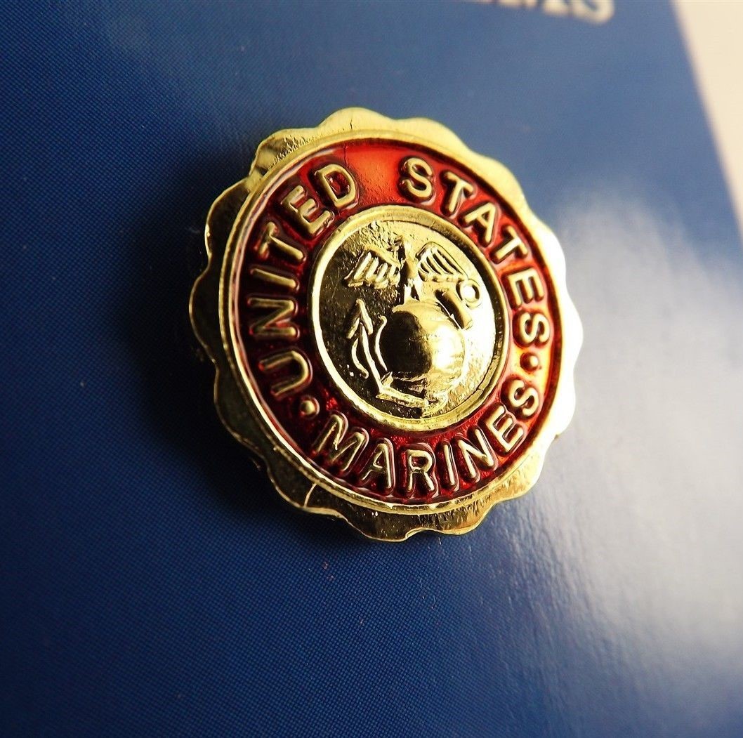 FREE SHIP Lapel Pin United States Marines Emblem Red Enamel 3/4"